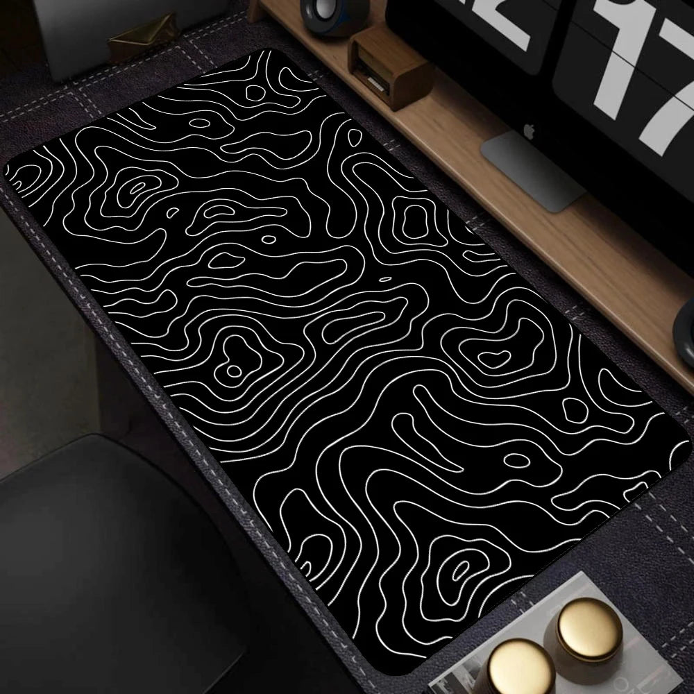 Art Mousepad 900X400 Black White Desk Protector Mat on the Table Pads Laptop Computer Mat Strata Liquid Mouse Pad Xxl Desk Mats